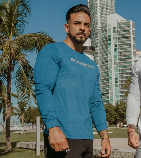 Suede Core Long Sleeve Crew - Blue